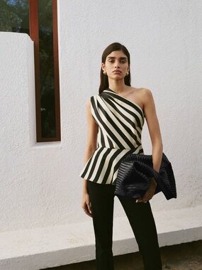 MANGO STRIPED ASYMMETRICAL TOP